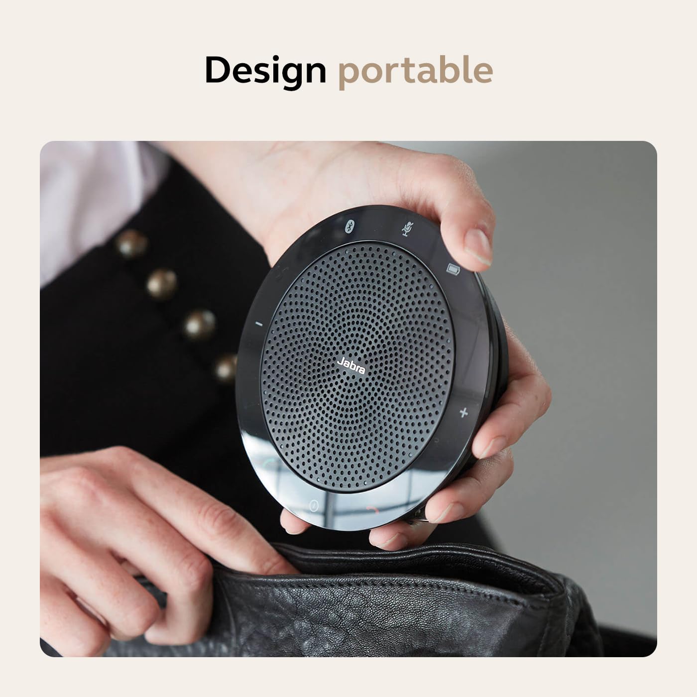 Jabra Speak 510 Haut Parleur – Enceinte Portable Conférence Certifiée Microsoft avec USB – Connectivité avec Ordinateurs Portables, Smartphones et Tablettes