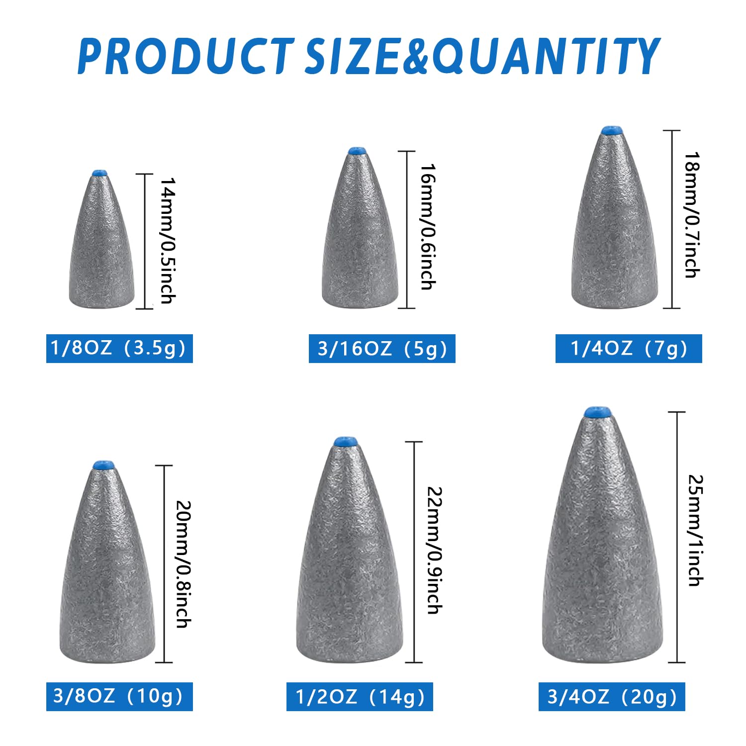 50pcs Bass Fishing Lead Sinkers - Bullet-Shaped, Durable & Versatile Weights Kit for All-Water Conditions, Angler's Choice for Freshwater and Saltwater Fishing