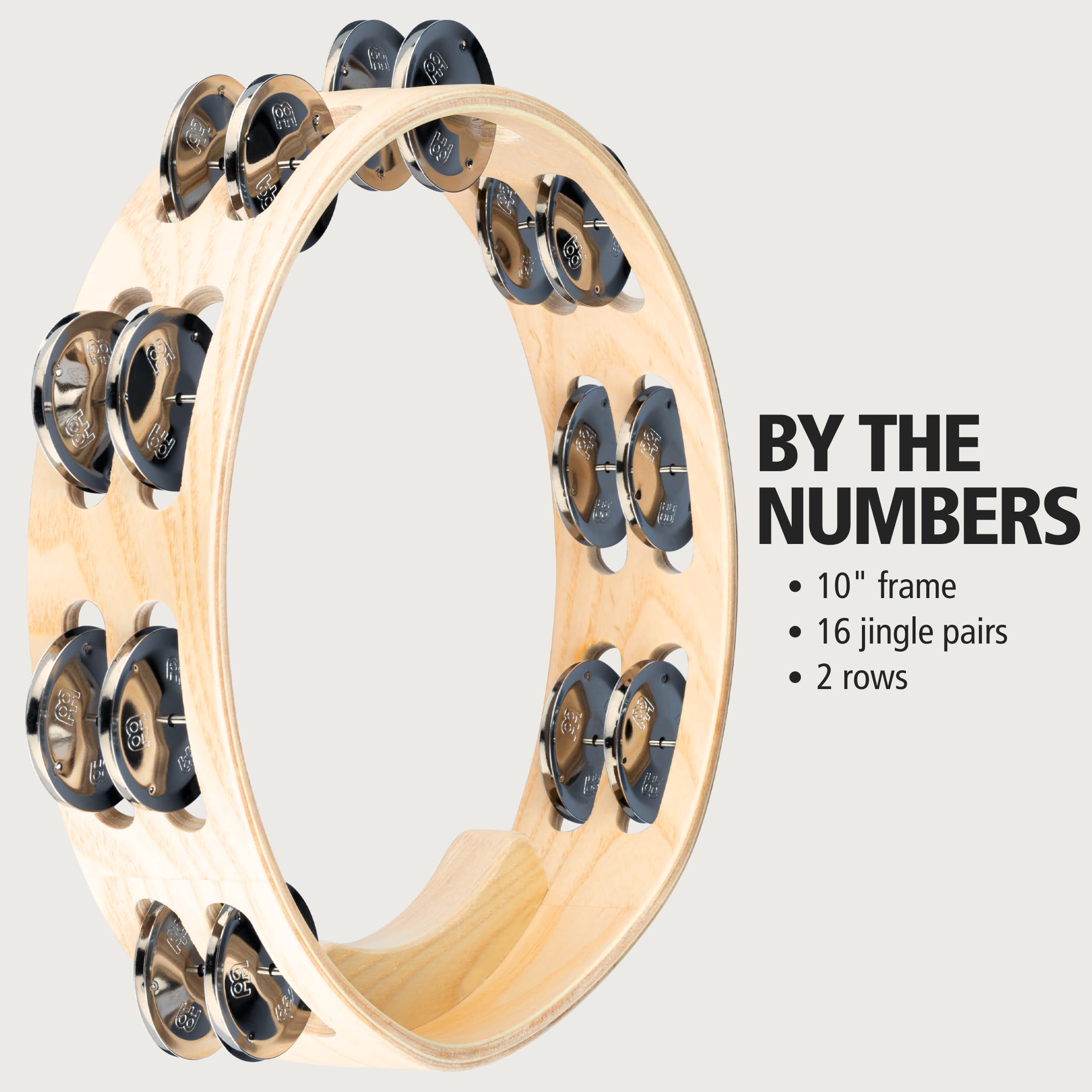 Meinl Percussion Artisan - Tamburello in legno a 2 file, diametro 10 pollici, frassino/acciaio, naturale (AE-ATA2S)