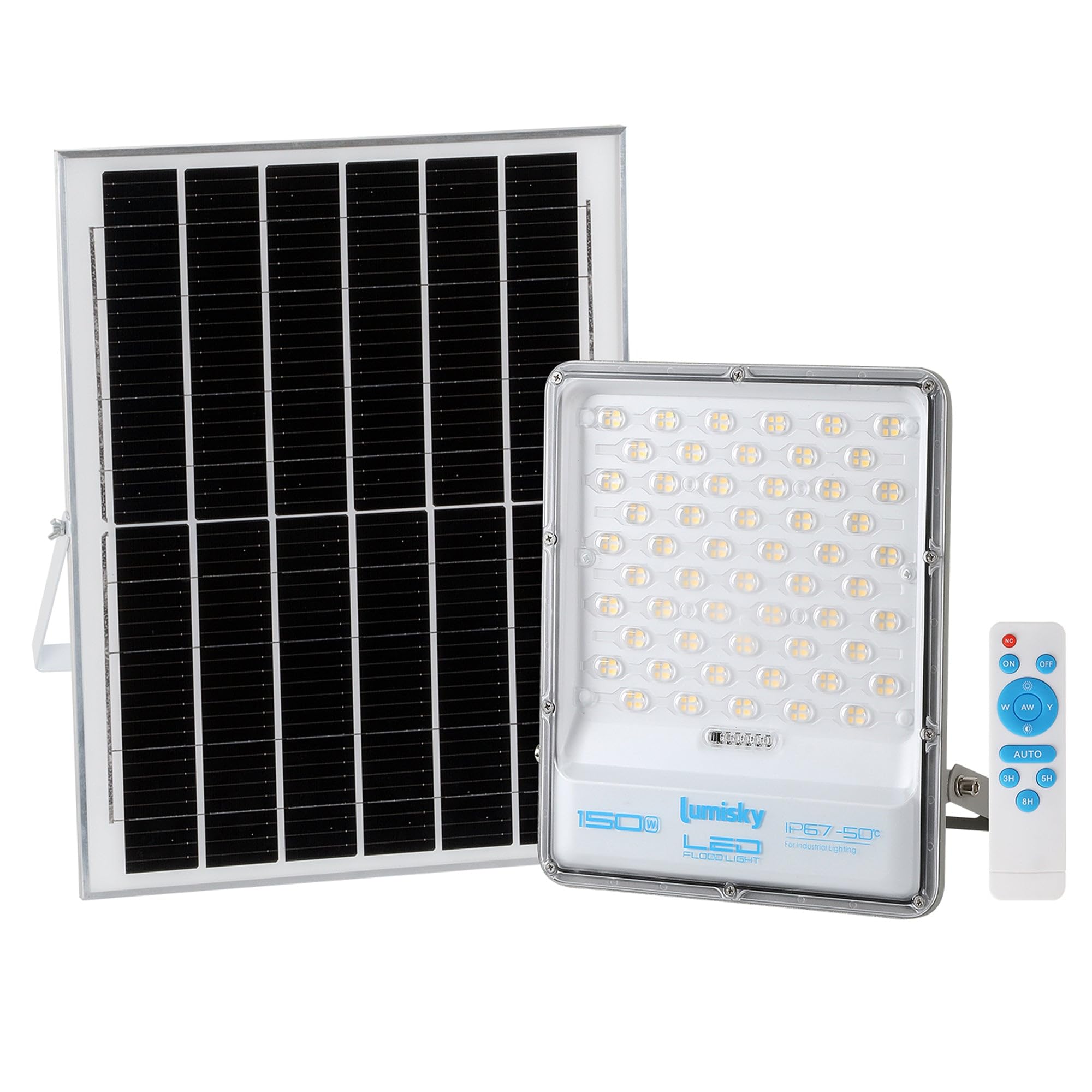 Lumisky Projecteur solaire éclairage très puissant LED blanc chaud/​froid TITAN avec panneau solaire déporté et télécommande H30.5cm