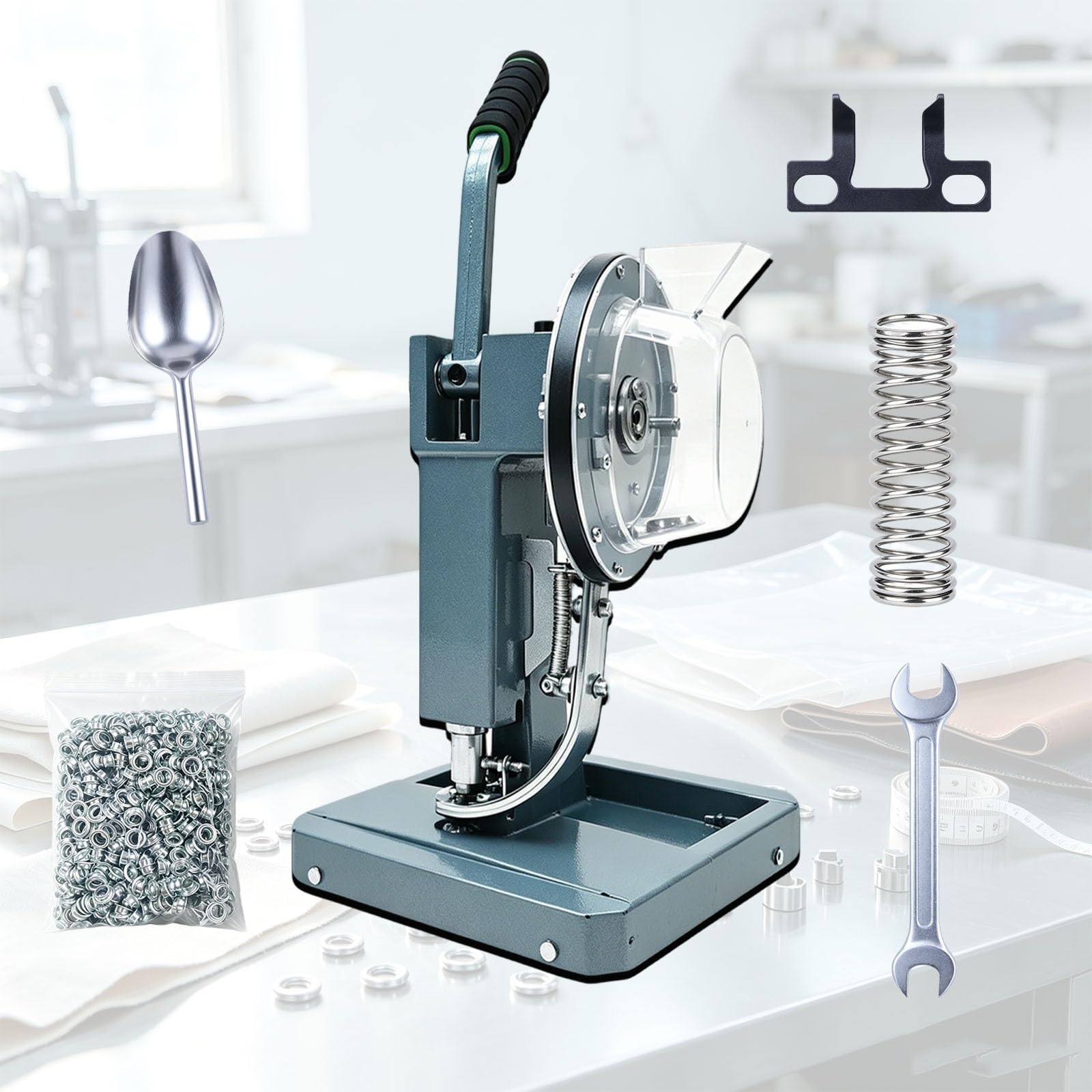 Ösenwerkzeug ohne Bohren, Mobile Ösenpresse | Präzise mobile Ösenmaschine mit Halbautomatik, Magazin-Einzug & Ergonomie-Griff für PVC Stoffe