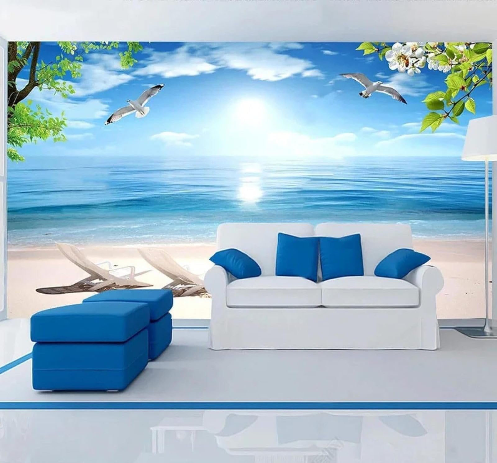 XLMING Beautiful Fresh Sea Beach Seascape 3D Wallpaper Luxury Home Dining Decor Paste Sofa Living Room The Wall for Bedroom Mural-350cm×256cm