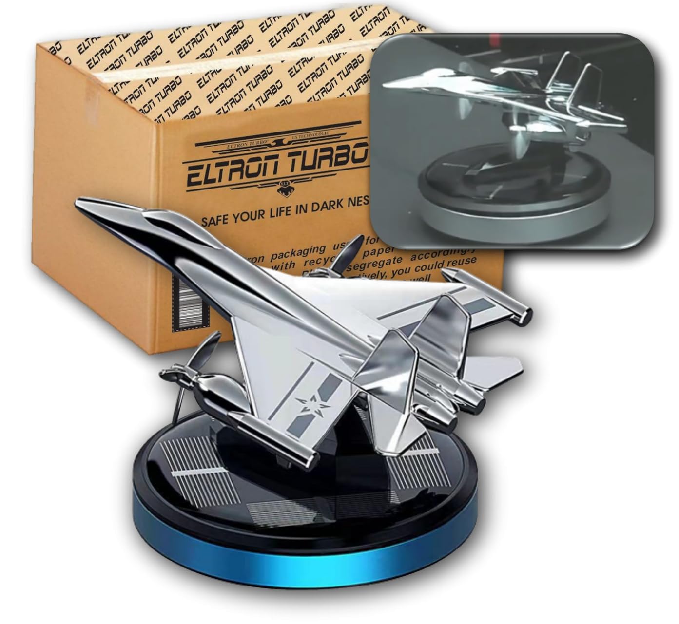 ELTRON TURBO Car Aroma Diffuser Air Freshener Perfume Solar Power Dashboard AIR FORCE JET style Decoration With Perfume (Silver, Pack Of 1)