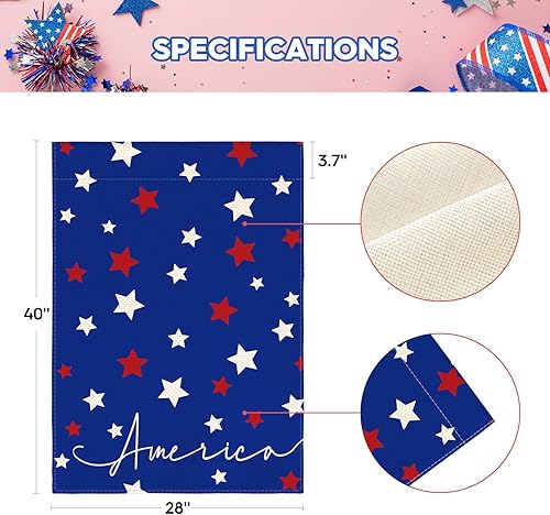 Miniatura 5 de AVOIN colorlife Bandera de casa azul de Estados Unidos del 4 de julio, 28 x 40 pulgadas, doble cara exterior, Día de la Independencia, estrellas