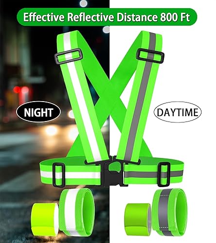 Miniatura 6 de Chaleco reflectante con faro LED, paquete de 6 piezas de equipo de correr reflectante con sensor de movimiento recargable, brazaletes reflectores de