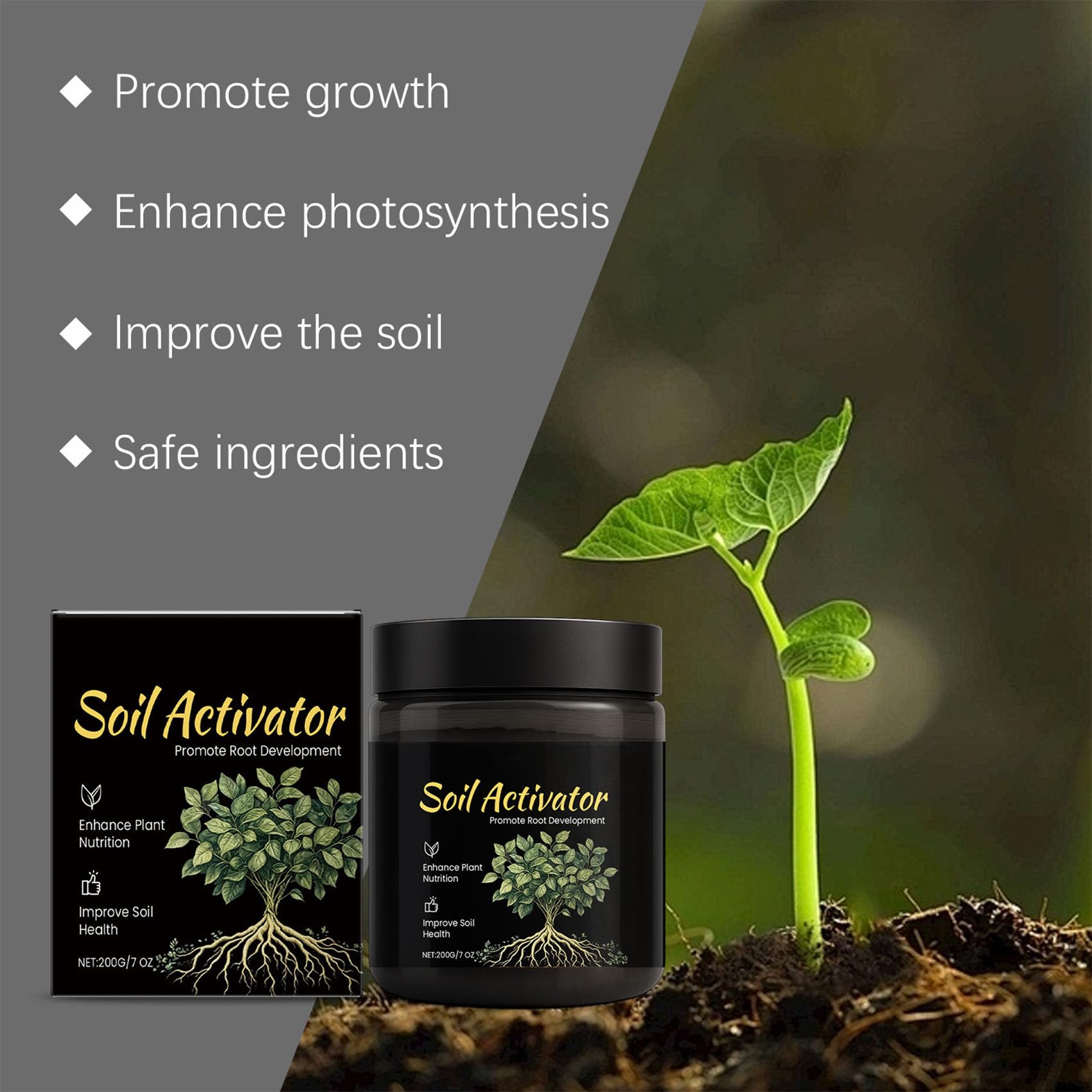 Soil Pro Activator, Water Soluble Formula for Vegetables, Flowers, Houseplants, Indoor and Outdoor Plant Care (1pcs)
