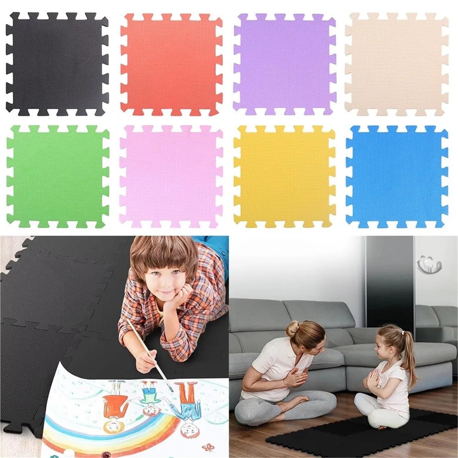Estera de Juego Espuma EVA, 6 uds., Rompecabezas Entrelazado, Almohadilla Suelo, Superficie Protectora Suave, Estera Ejercicio for Gimnasio para Gimnasio(Blue)