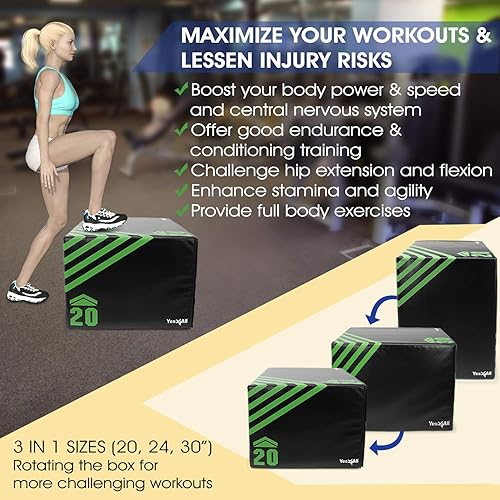 Miniatura 4 de Yes4All 3 in 1 Foam Plyometric Jump Box for Training & Conditioning - Plyo Jump Box for Fitness Workout Exercise