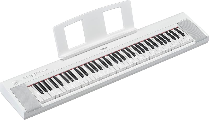 Yamaha Piaggero Piano digital ultraportátil de 76 teclas, teclas sensibles al tacto, metrónomo, función de grabación, blanco NP35WH