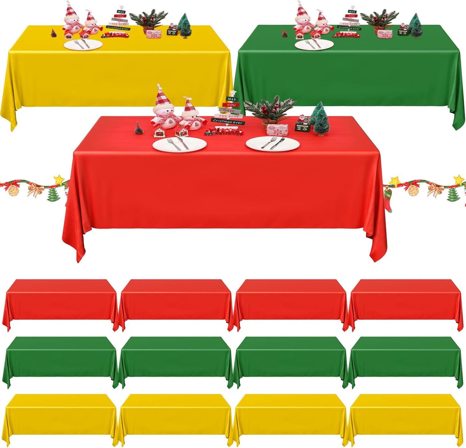 Preboun 12 Pcs Christmas Rectangle Disposable Table Cover