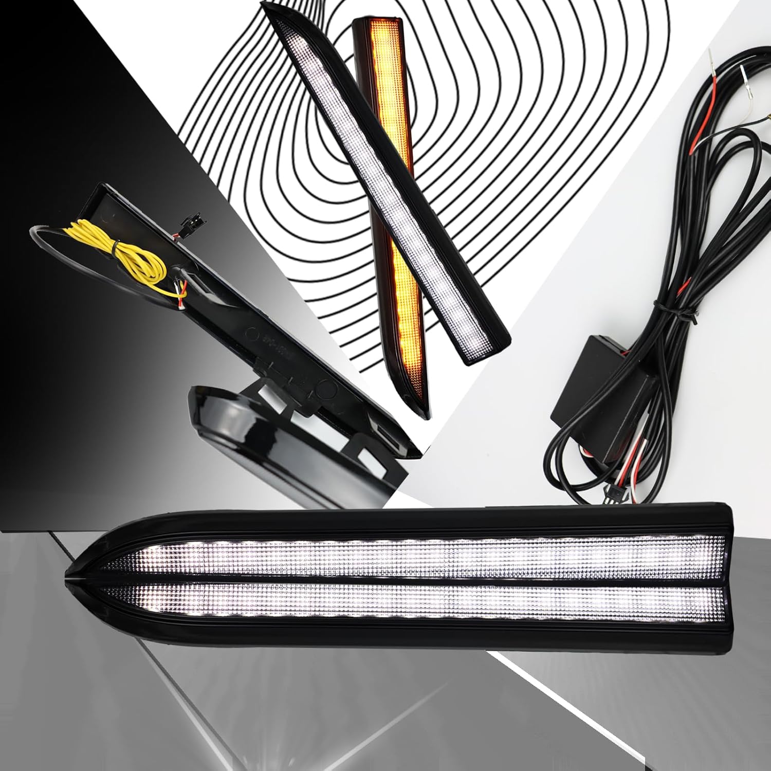 Switchback White/Amber LED Front Side Marker Headlight Daytime Running Lamp Amber Sequential Turn Signal Light Feature Compatible with Toyota Tacoma 2001-2004 Replacement Front Bumper Trim