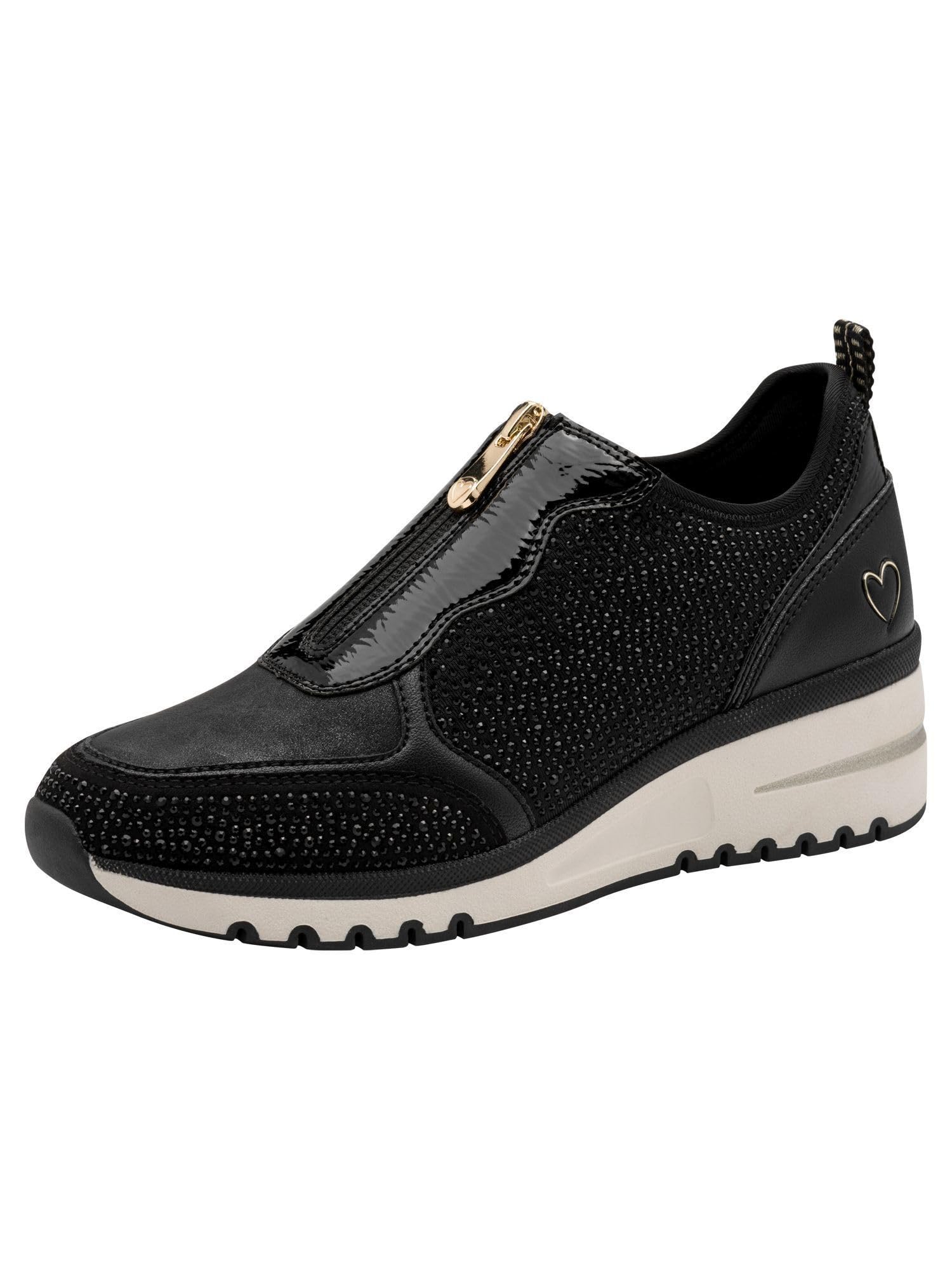 MARCO TOZZI Women Sneakers Soft Feel Me Removable Footbed Soft Lining Vegan Modern, Black (Black Comb), 6 UK