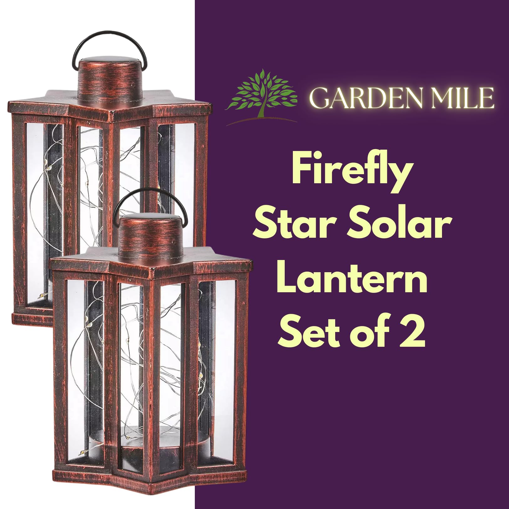 Marco Paul Glühwürmchen-Sternlaterne – Solarbetriebene Dekoleuchte Mit Feuerfliegen-Effekt, 31,5x19,5x19 Cm, Für Garten & Wohnung