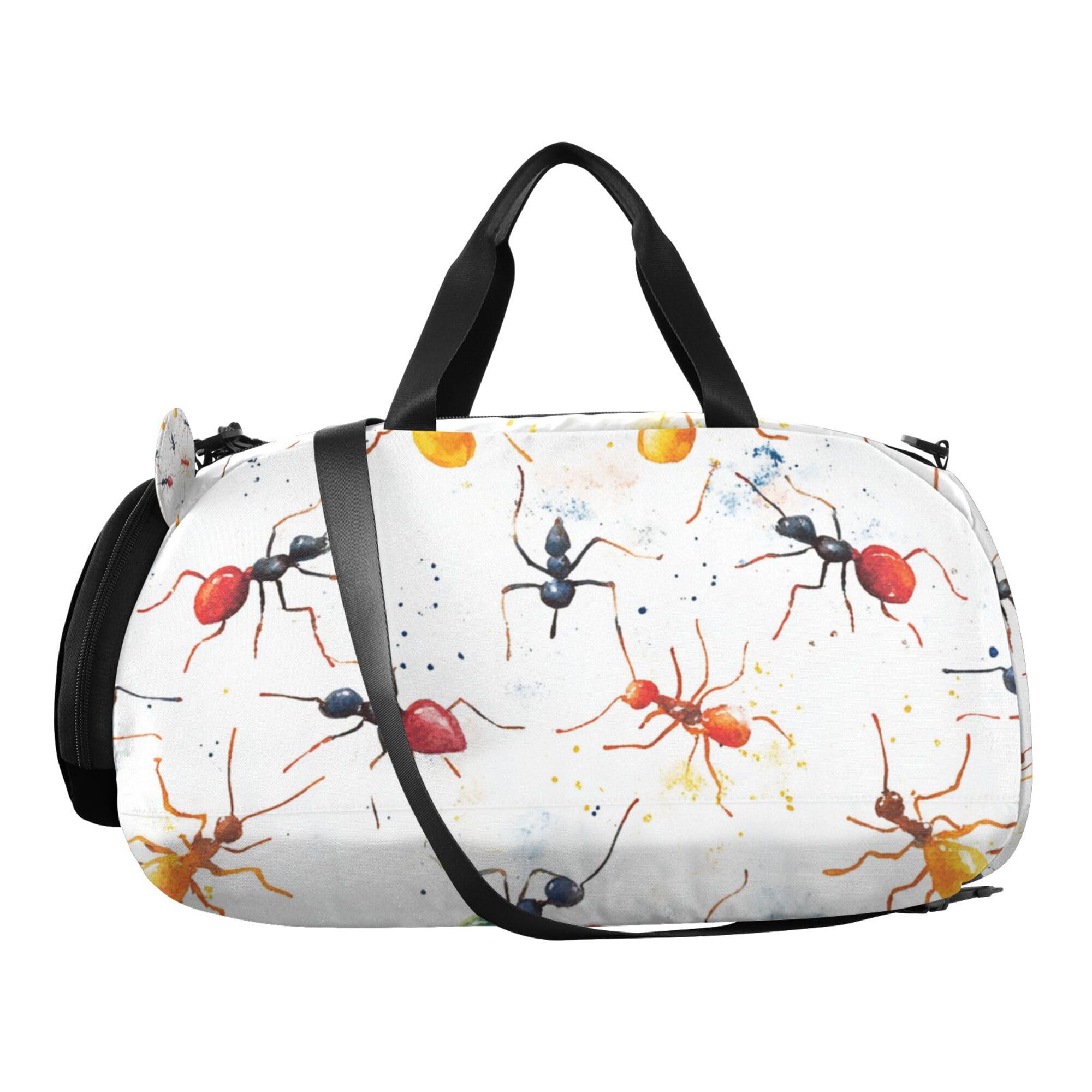 Glaphy Watercolor Ants Rainbow Duffle Bag for Toddler Boys Girls, Gym Sports Bag with Shoe Compartments, Kids Travel Overnight Weekender Shoulder Bag