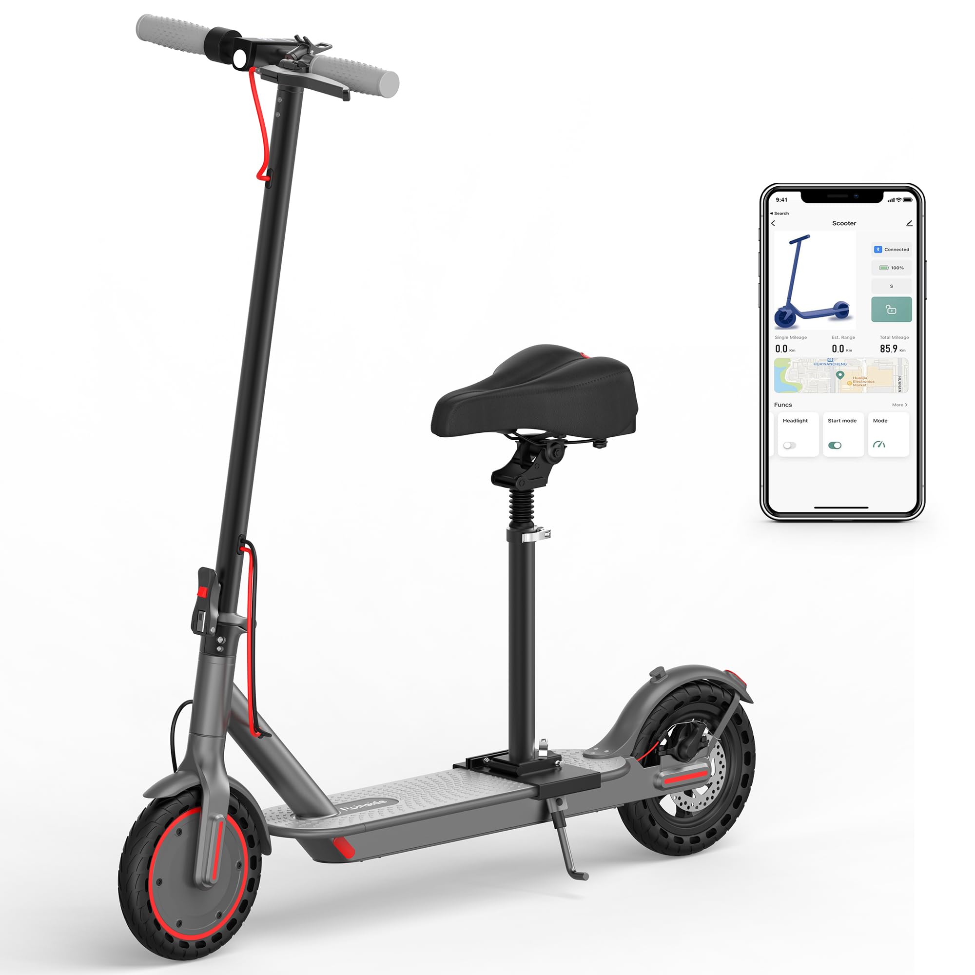 Electric Scooter - 8.5"/10'' Solid Tires, 350W/500W Motor, Up to 19-22MPH and 21-24Miles Long-Range Portable Commuting Scooter for Adults with Double Braking System and App