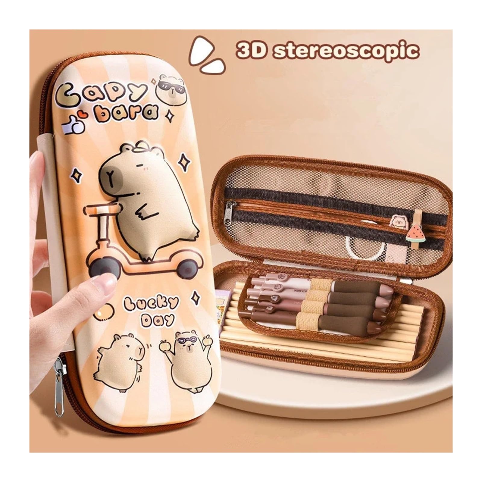 Astuccio for penna Capibara for la scuola | Design 3D, impermeabile, a prova di caduta, grande capacità, multifunzionale
