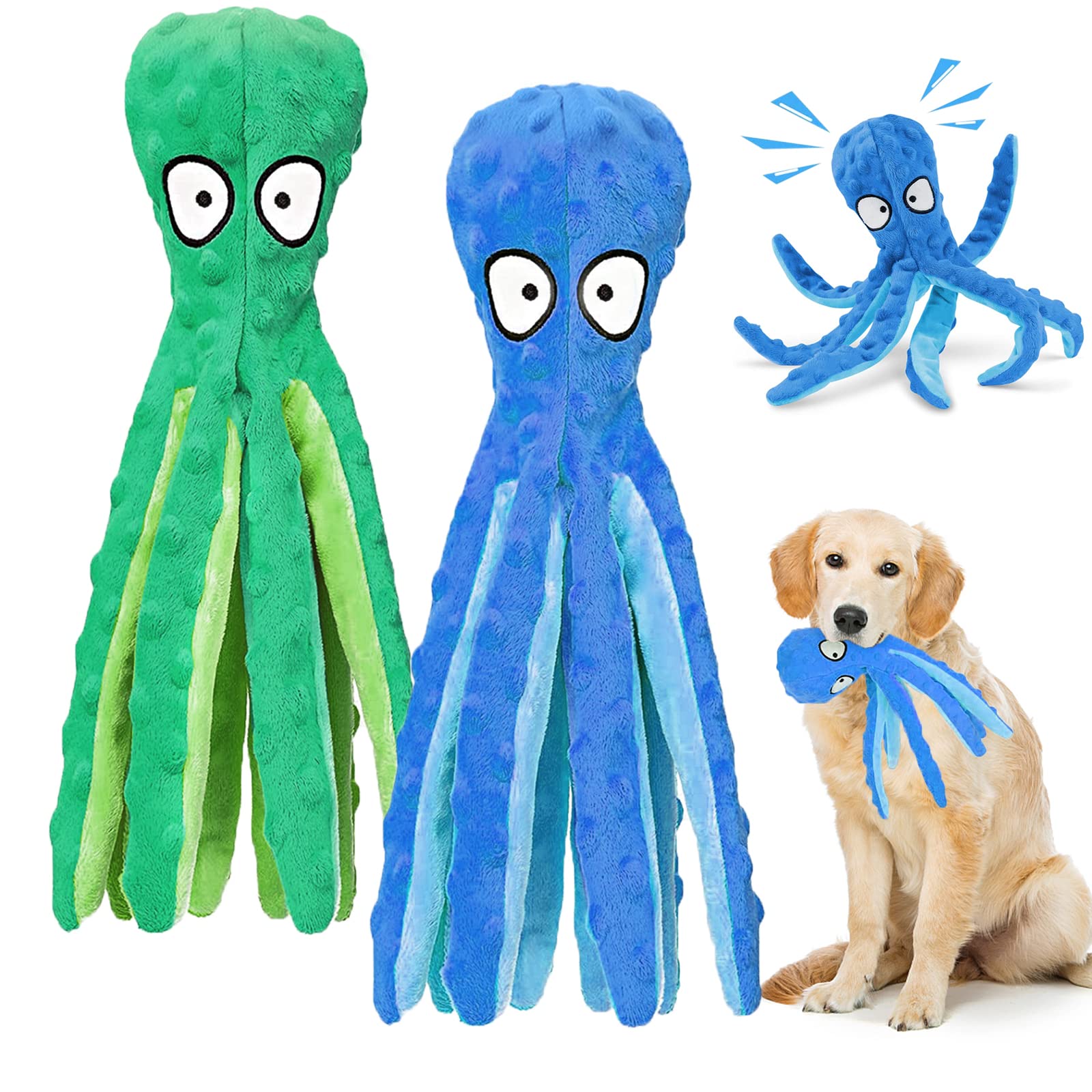 Alphatool Quietsch-Spielzeug Für Hunde – 3-teiliges Oktopus-Set, Robust, Ohne Füllung