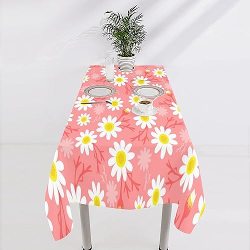 Miniatura 1376 de Mantel floral hippie, diseño retro de los años 70, naranja, rosa, azul, floral, bohemio, estampado estético de margaritas, para fiesta, picnic