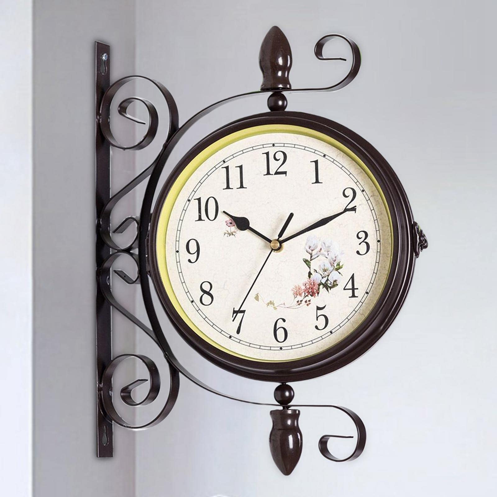 LOVIVER Reloj de Pared de Doble Cara de Estilo Retro, Relojes de Montaje en Pared batería silenciosos para Sala de Estar, hogar, Interior,