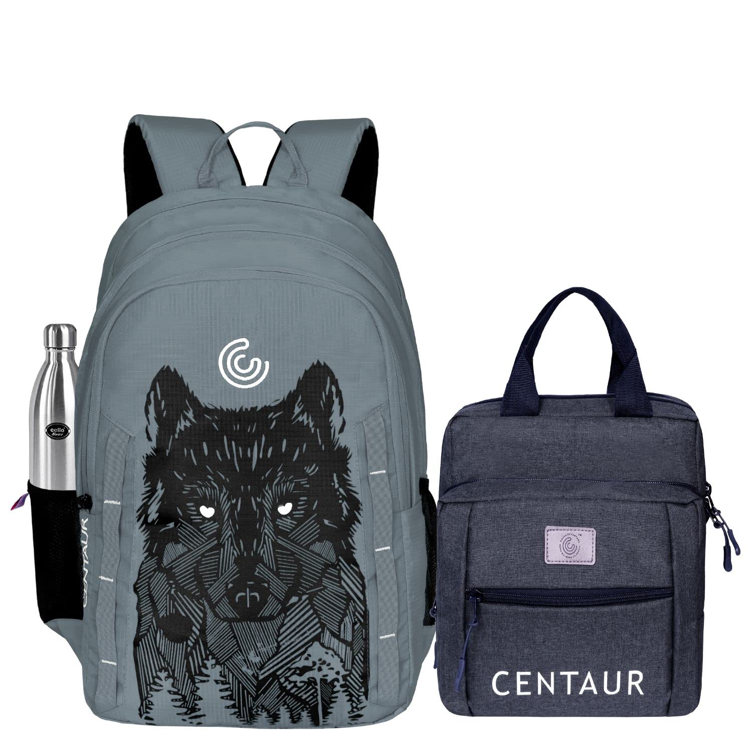 centaur | 38 Litre | Wolf Print Casual Backpack | With Sling Bag | Office Bag | School Bag | College Bag | Business Travel Bag | Unisex Anti-theft | Water Resistant | Lightweight