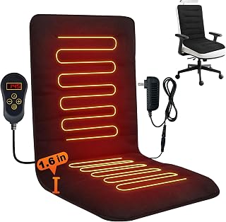 HotCalyto Heated Seat Cushion for Office Chair - 12V Thick Memory Foam Warmer, 7 Temp Levels, 12H Timer, Fast Heat Pad for Back & Hips (Black)