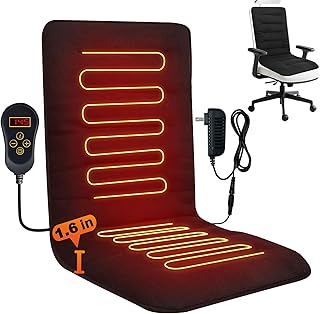 Heated Seat Cushion for Office - 12V Chair Heating Pad - Thick Seat Warmer wiht 7 Temp Levels & 12H Timer- Fas...