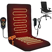 Heated Seat Cushion for Office - 12V Chair Heating Pad - Thick Seat Warmer wiht 7 Temp Levels & 12H Timer- Fast Heated Cover for Back,Hips Etc.Gift Packaging（Black）