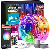 DAYBETTER 100ft Smart WiFi LED Strip Lights, Tuya App, Alexa/Google Voice Control, Music Sync, Timer for Bedroom, Party, Kitchen