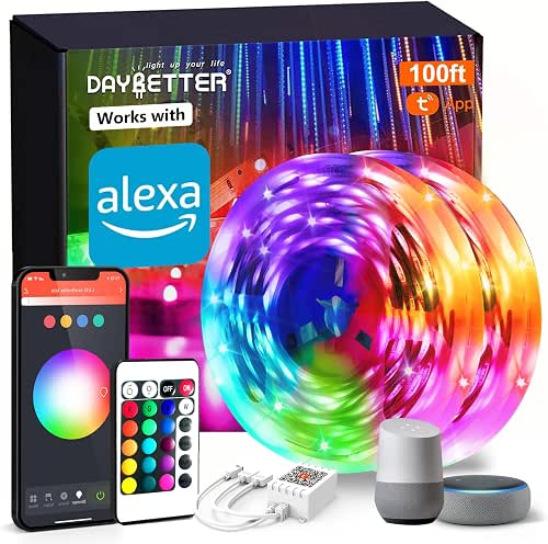 DAYBETTER Smart WiFi Led Lights 100ft, Tuya App Controlled Led