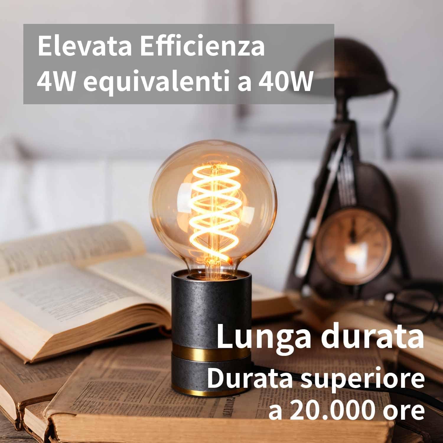 Lampadina LED E27 , Lampadine E27 Vintage luce bianca calda 2700K 4W G80 equivalenti a 40W, Lampadina retrò illuminazione retrò per soggiorno/camera da letto/sala da pranzo - ambra, confezione da 6