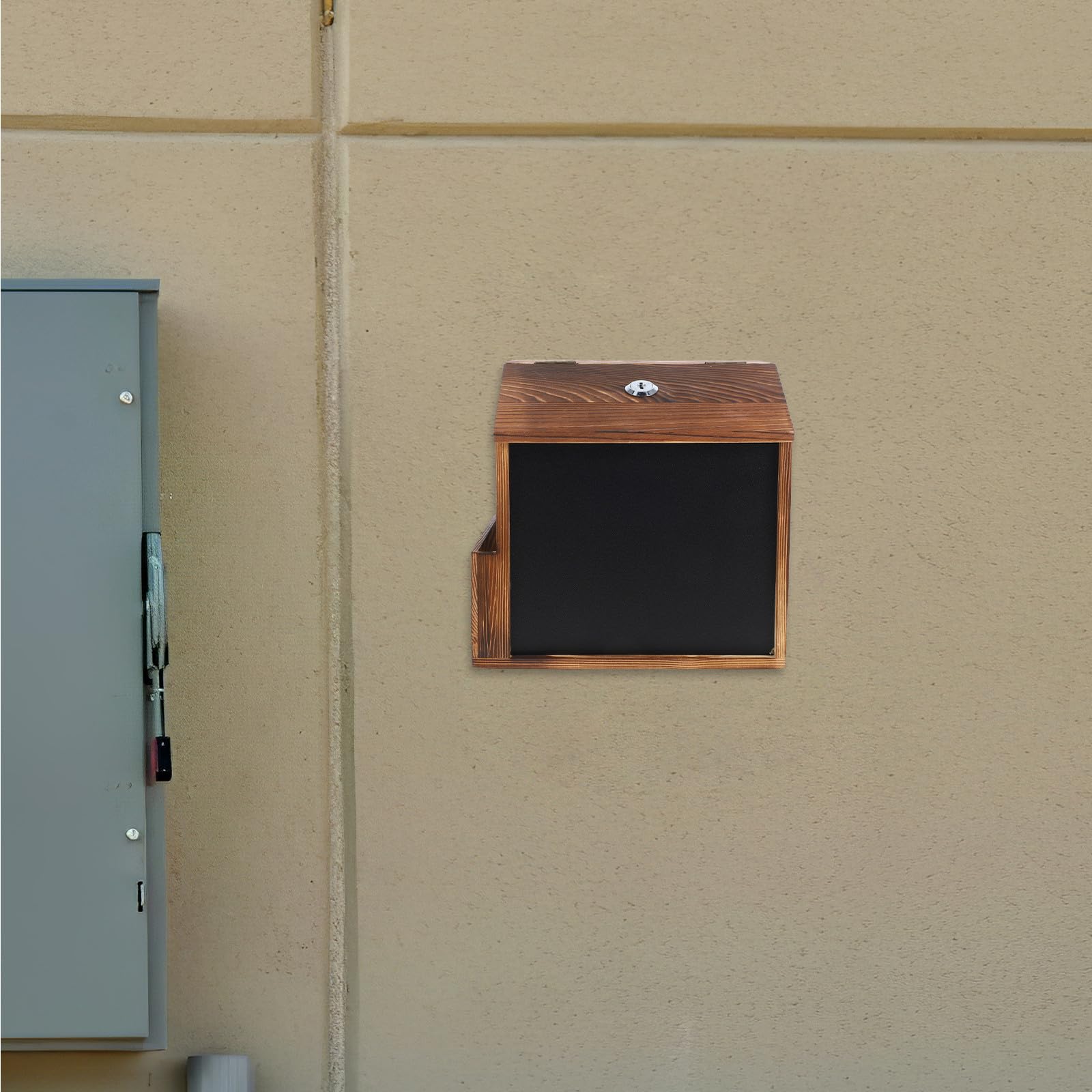 Buzón de Sugerencias con y Tornillos Caja de Donaciones y Pizarra con de Madera con Cerradura para Fácil Instalación para Montaje en Pared en Restaurantes