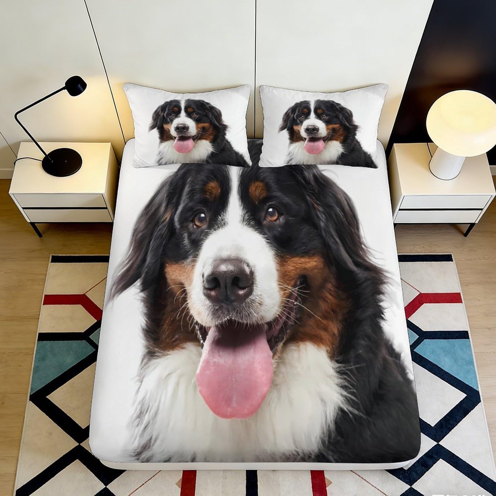 Pnayamiorkfel Style-3 3D Printed Bernese Mountain Dog Fitted Sheet Microfiber Soft Breathable Pet Portrait Bed Cover For Bedroom Decor 90X200x25cm