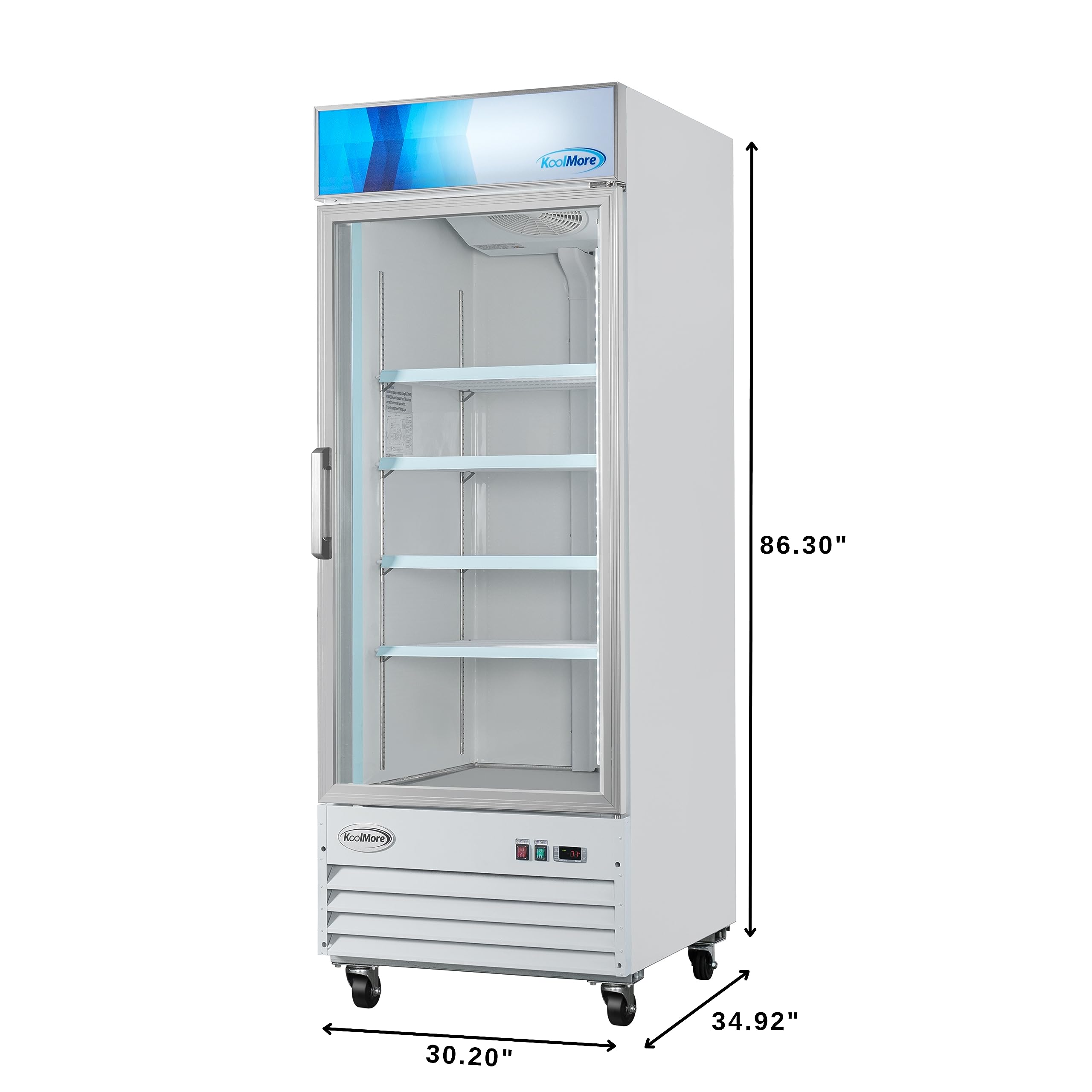 KoolMore 31 In. Commercial One Glass Door Display Upright Freezer Merchandiser In White 23 Cu. Ft. (Mdf-1gd-23c-Wh) on Fridge.com - View 2