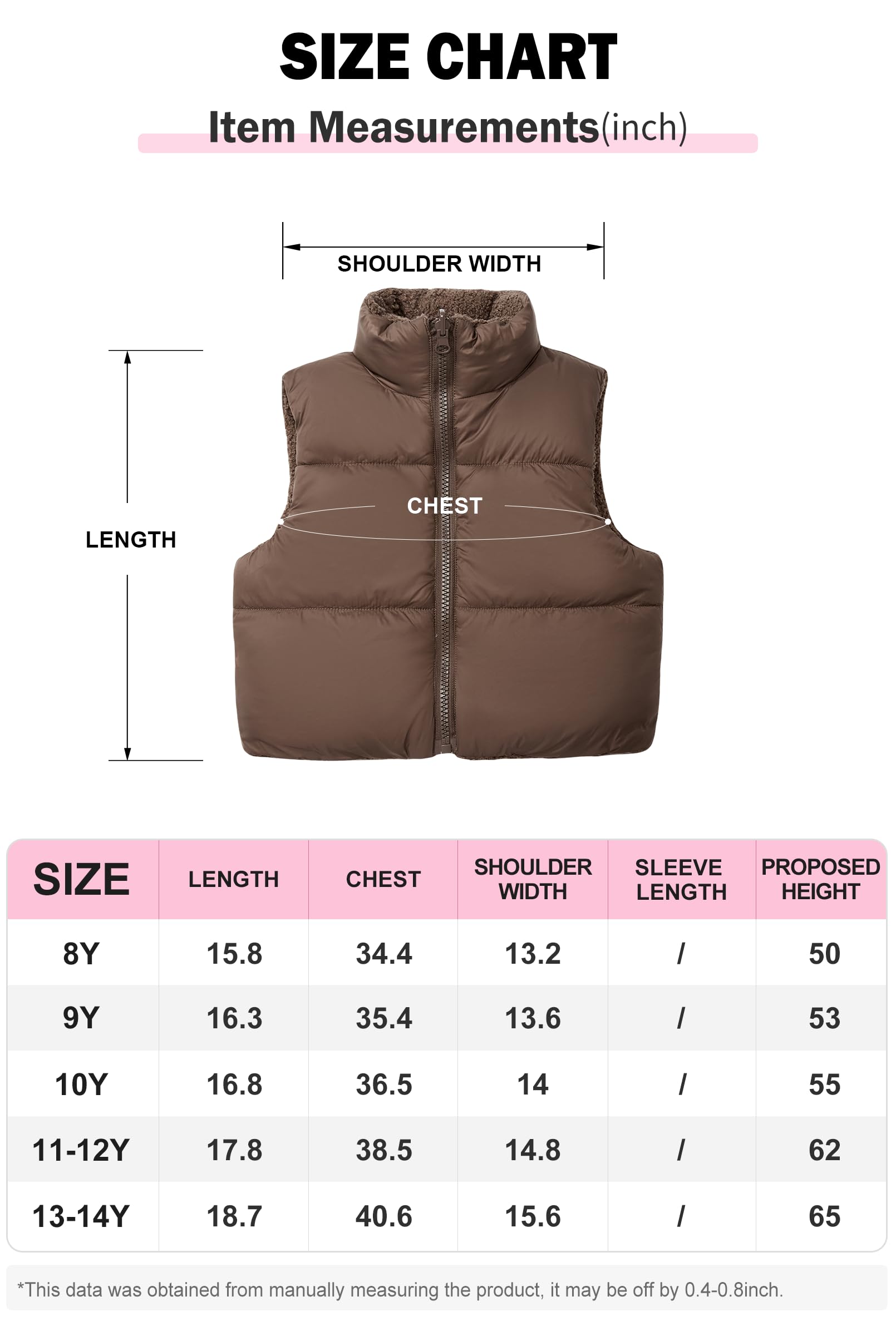 SOLOCOTE Chaleco de Invierno Reversible para Niñas con Capucha y Forro de Sherpa Chaleco Grueso sin Mangas para Niños