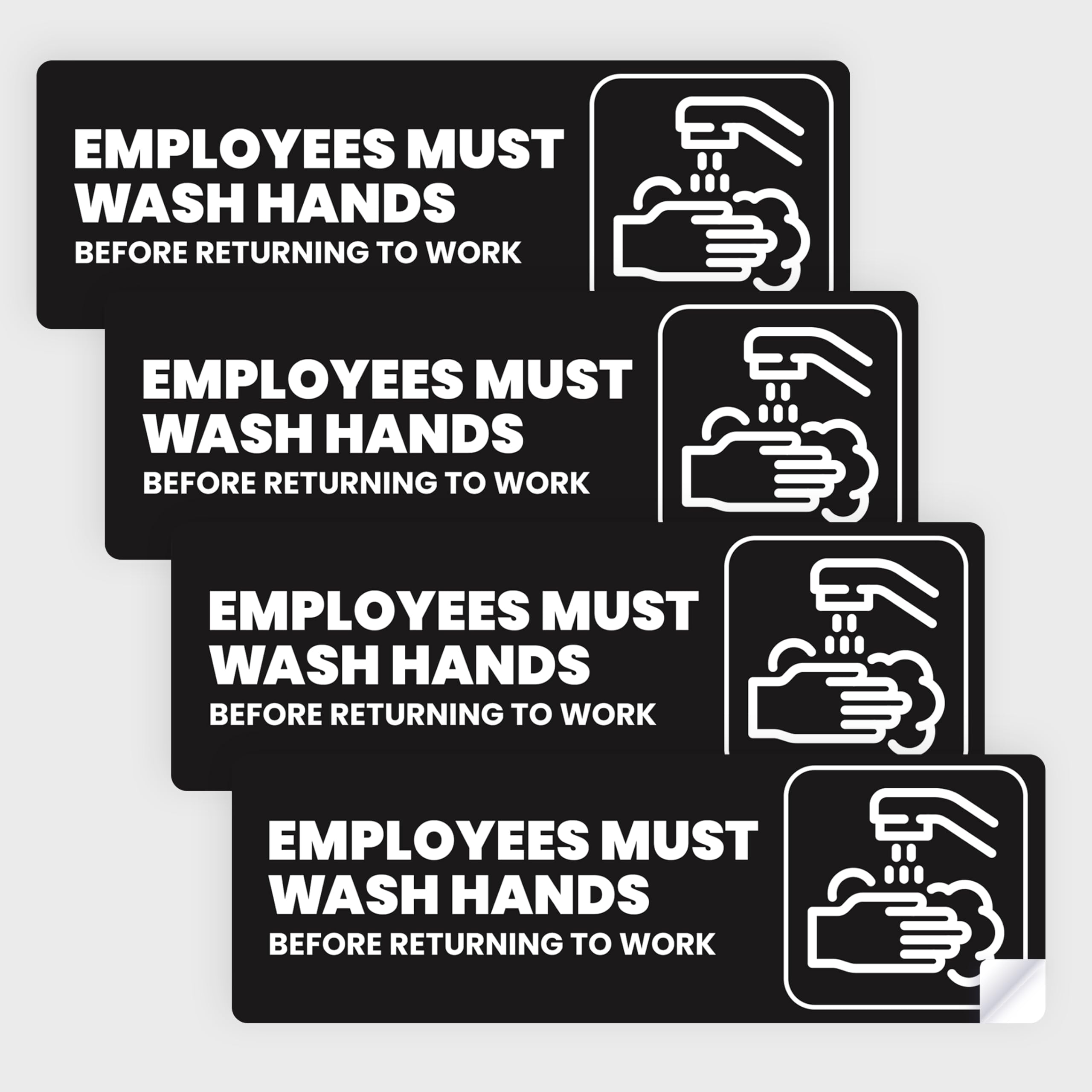 Employees Must Wash Hands Sign (Sticker) | Foodservice Compliant | Easy Peel & Stick | Restroom Signs for Business - Wash Your Hands Sign | Heavy-Duty