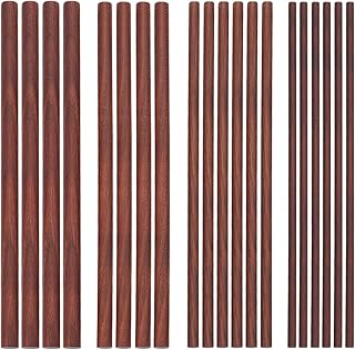 OLYCRFAT 20Pcs 4 Size Walnut Dowel Rods 9.8 Inch Long Dowel Rods Wood Sticks 6/8/10/12mm Dia Unfinished Round Sticks Wooden Carving Blocks for Building Model Macrame DIY Craft - Coconut Brown
