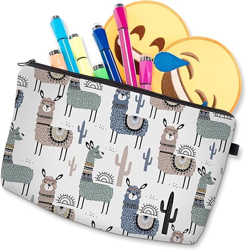 Miniatura 6 de LOOMILOO Bolsa de maquillaje pequeña con estampado de margaritas, bolsa de cosméticos para mujer, bolsa organizadora para un regalo, Alpaca 51444