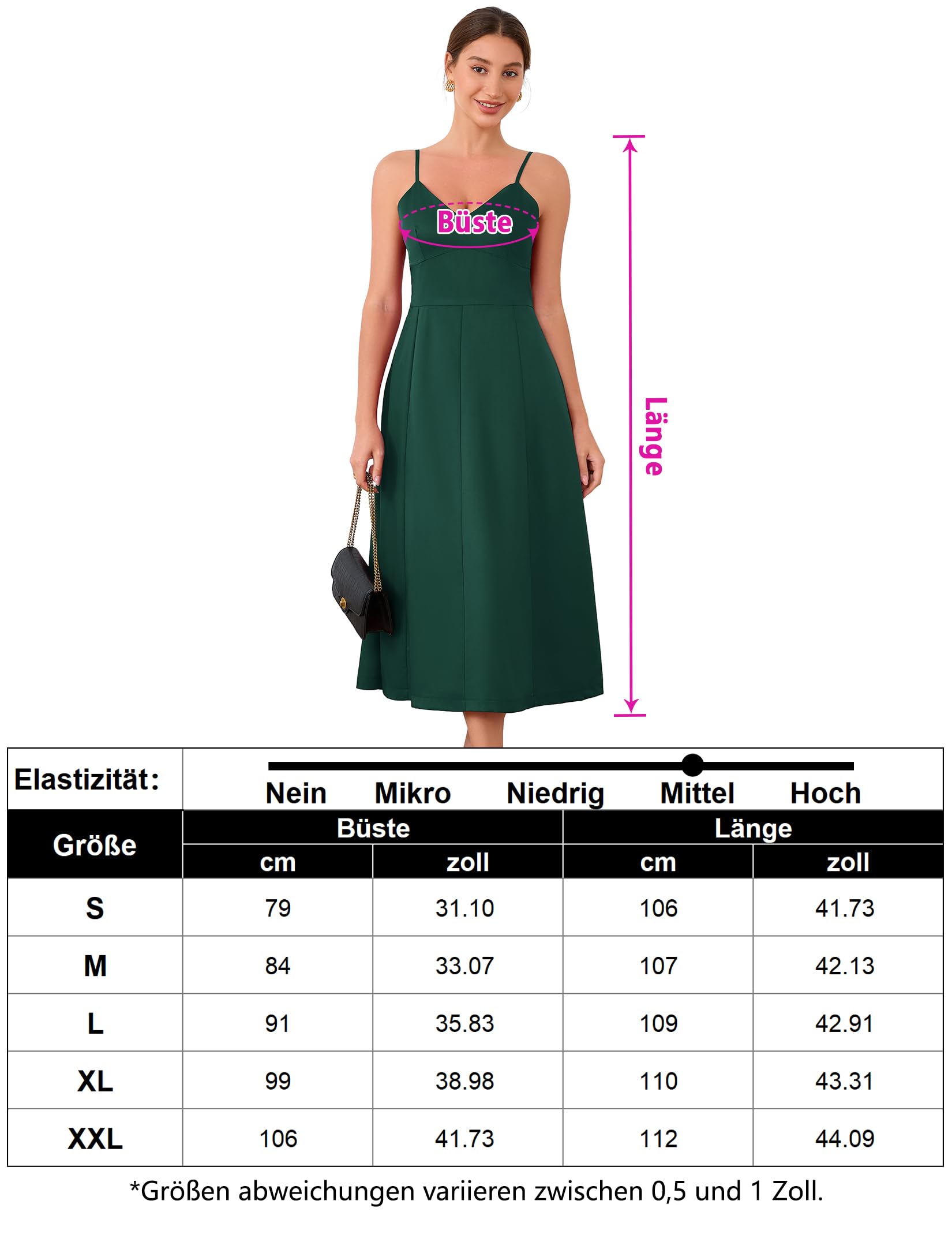 Partykleid v-Ausschnitt Träger Cocktailkleid Für Damen - Festliches Midikleid Für Hochzeiten, Partys Und Besondere Anlässe