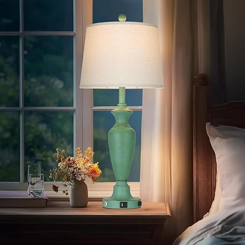 Miniatura 4 de Juego de 2 lámparas de mesa de metal de 30 pulgadas de alto, lámparas de noche con control táctil para mesita de noche de dormitorio, lámpara de