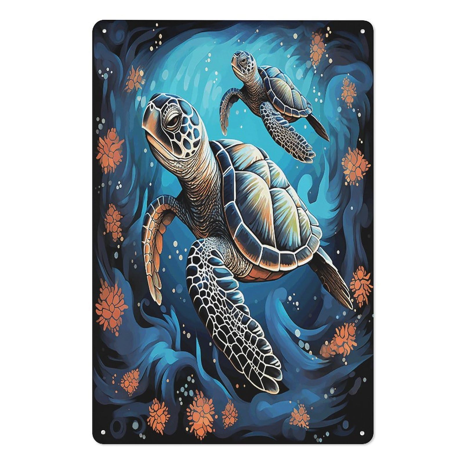 Adfgyerh Style Sea Turtle Boho Tin Sign Hanging Art Prints,Wall Decor For Gifting And Party Decoration 7.9X11.8 Inch,Wall Art For Home Garden Greenhouse Living Room Bedroom Yard