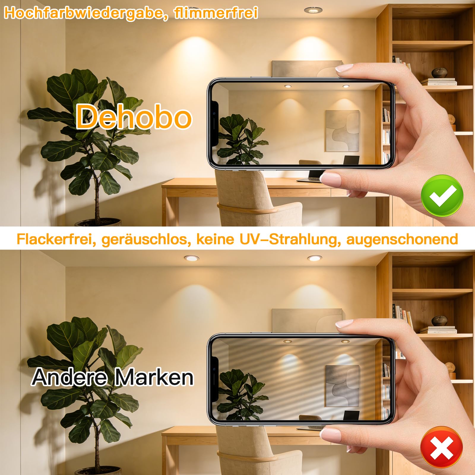 LED Einbaustrahler 230V 60-65mm Ultra Flach 6W IP44 LED Einbauleuchten Deckenspots 3000K Warmweiß, LED Spots Badezimmer Matt Nickel 6er Set, für Badezimmer Küche Wohnzimmer