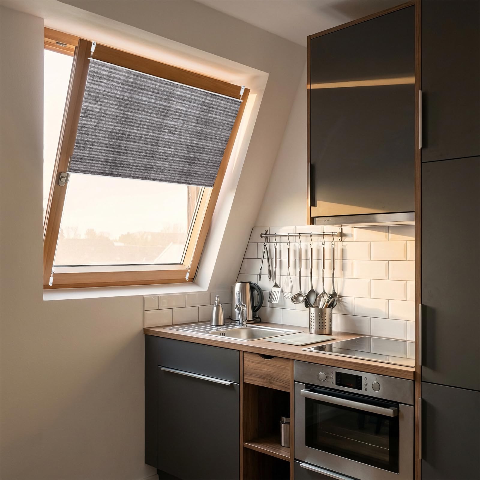 Sekey Plissee ohne Bohren, Fenster Plissee Klemmfix Jalousie 55 cm breit, Verspannt Lichtdurchlässig Sonnenschutz Fensterollo, 55 x 120 cm,
