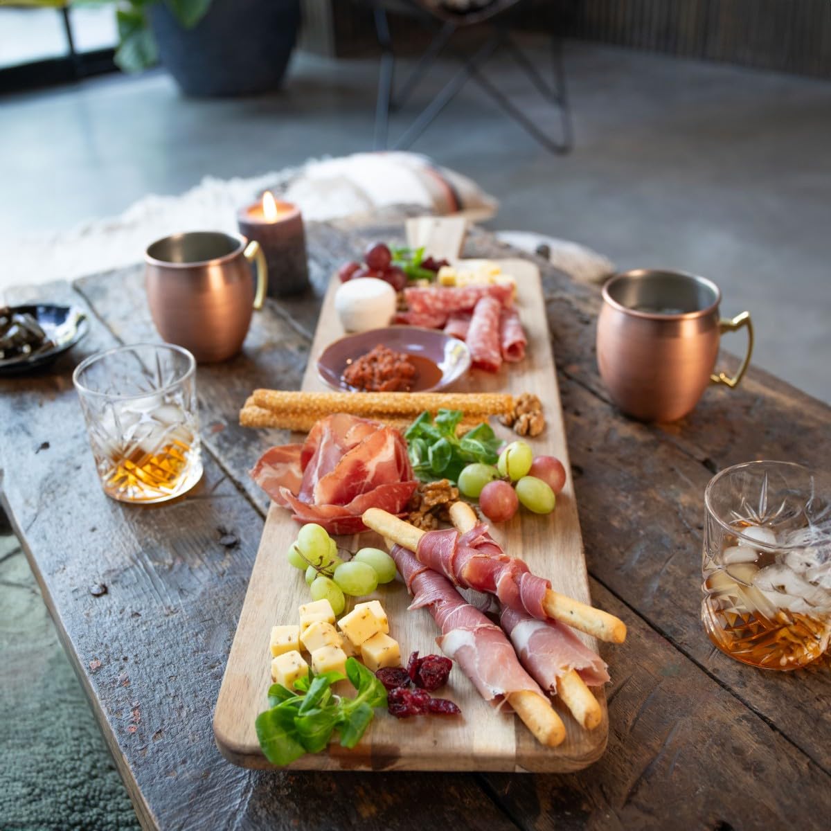 Livoo MES151 - Tabla de Aperitivos Maxi Acacia FSC, 75 x 19,5 cm, Patas de Madera, Ideal para presentar Aperitivos
