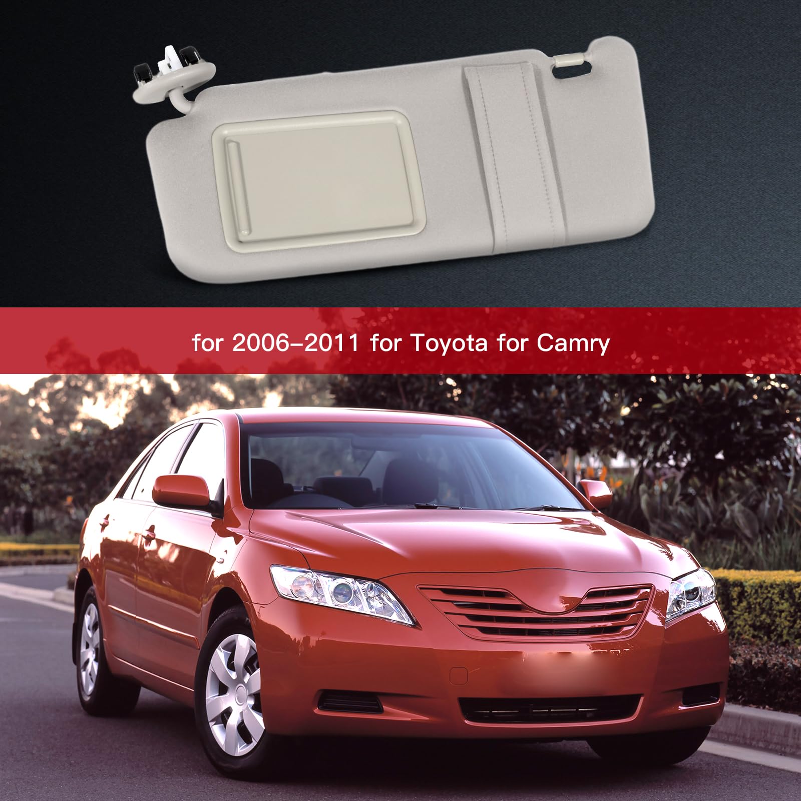 cciyu Beige Windshield Sun Visor Mirror Pair Left Right Replacement fit for 2006 2007 2008 2009 2010 2011 for Toyota for Camry Automobile Sun Visor Assembly