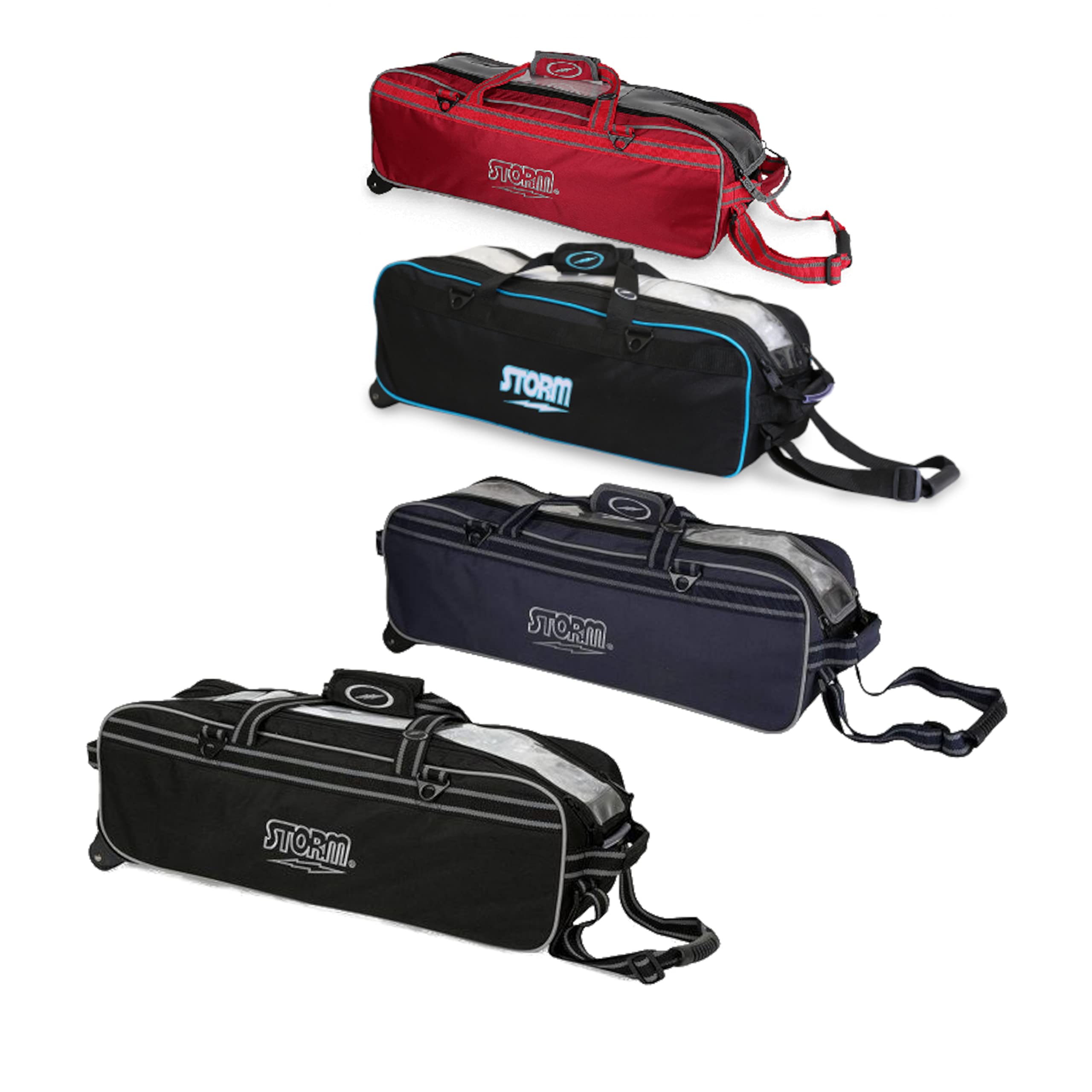 Sac de bowling pour 3 balles – Storm Tournament Triple Tote – Sac étroit à trois balles – Extrêmement léger – Fenêtre transparente – Plateau rembourré – Fermeture éclair renforcée – Noir