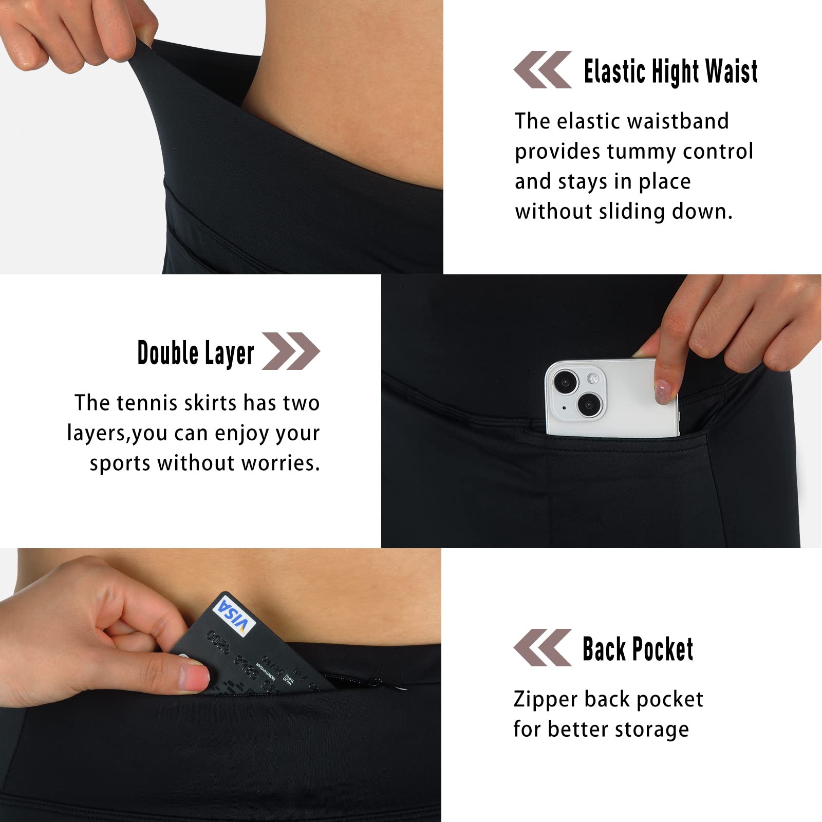beroy Falda pantalón para Mujer, Falda de 20 Pulgadas hasta la Rodilla para Mujer, Falda atlética con Pantalones Cortos