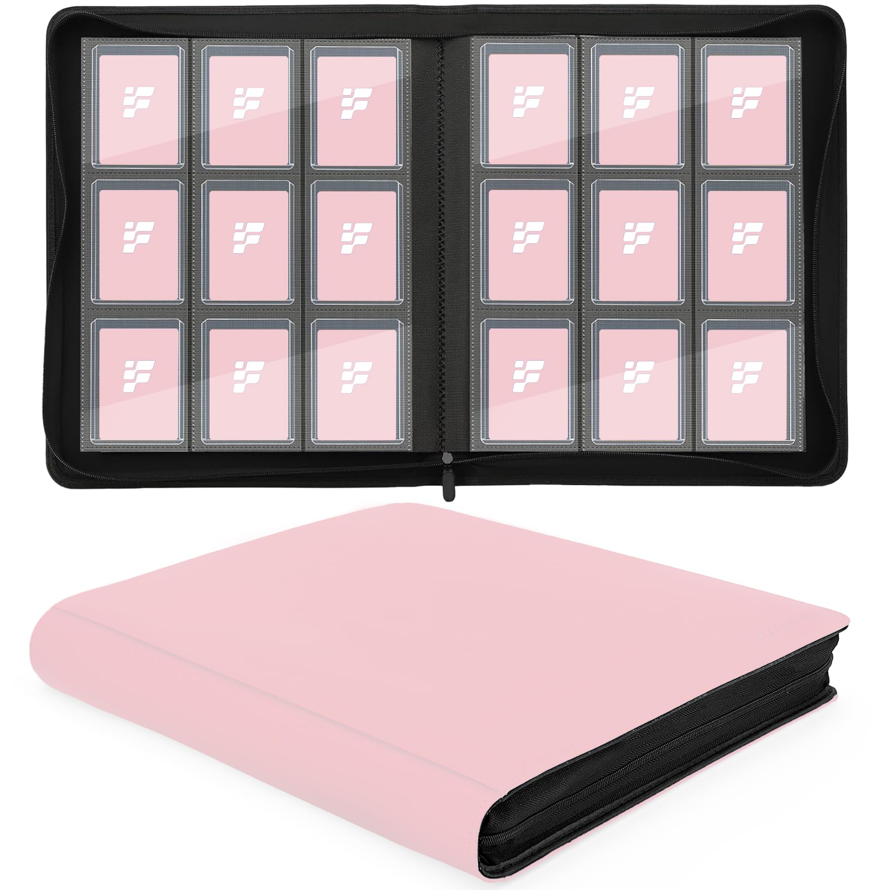 Raccoglitore per carte (finestra trasparente), può contenere 288 carte da 7,6 x 10,2 cm, raccoglitore per carte collezionabili, 9 tasche per TCG, MTG, YGO, carte da gioco, carte sportive (rosa)