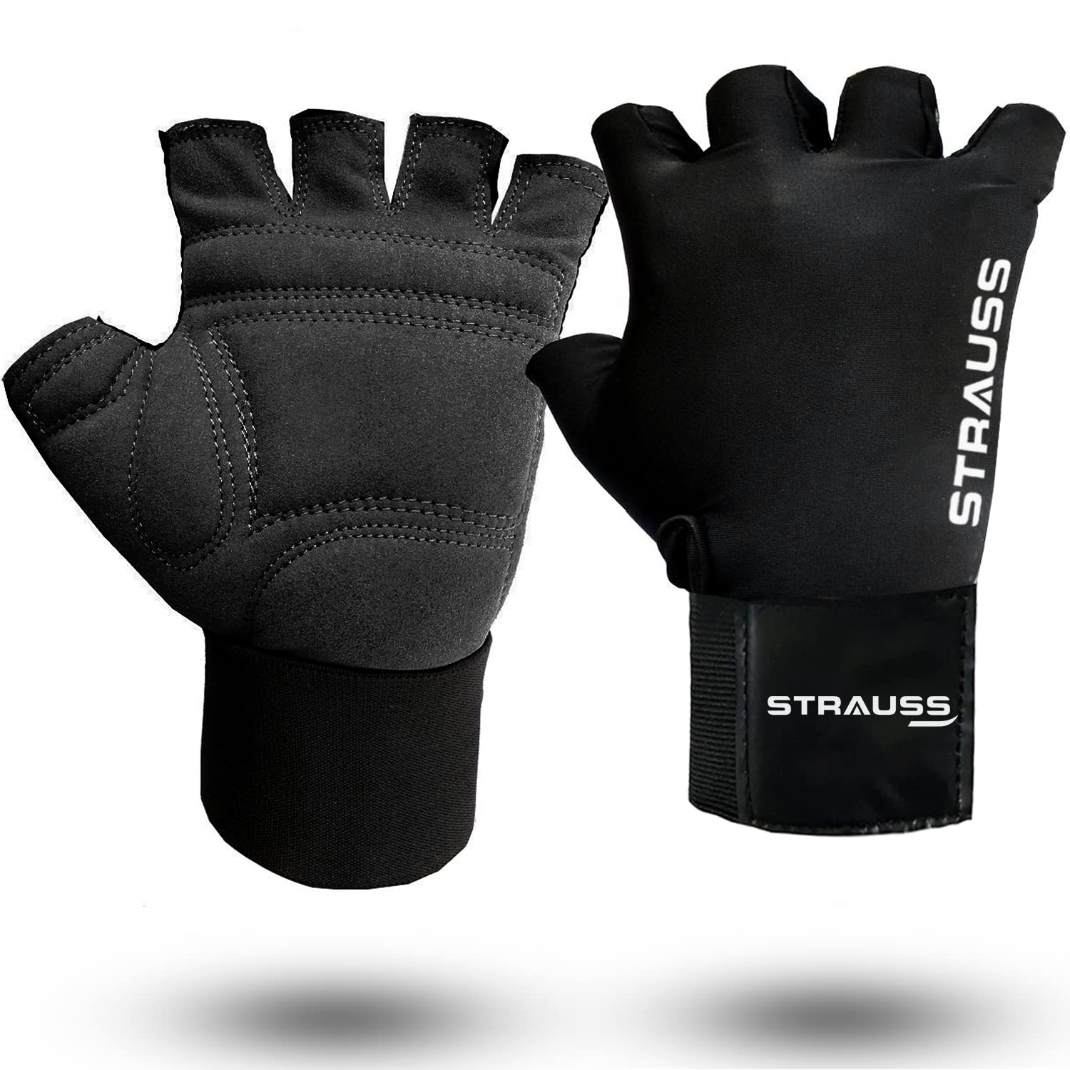 Strauss Suede Gym Gloves for Weightlifting, Training, Cycling, Exercise & Gym | Half Finger Design, 8mm Foam Cushioning, Anti-Slip & Breathable Lycra Material, (Black), (Extra Large) (B0B537CC3L) Amazon Price History, Amazon Price Tracker