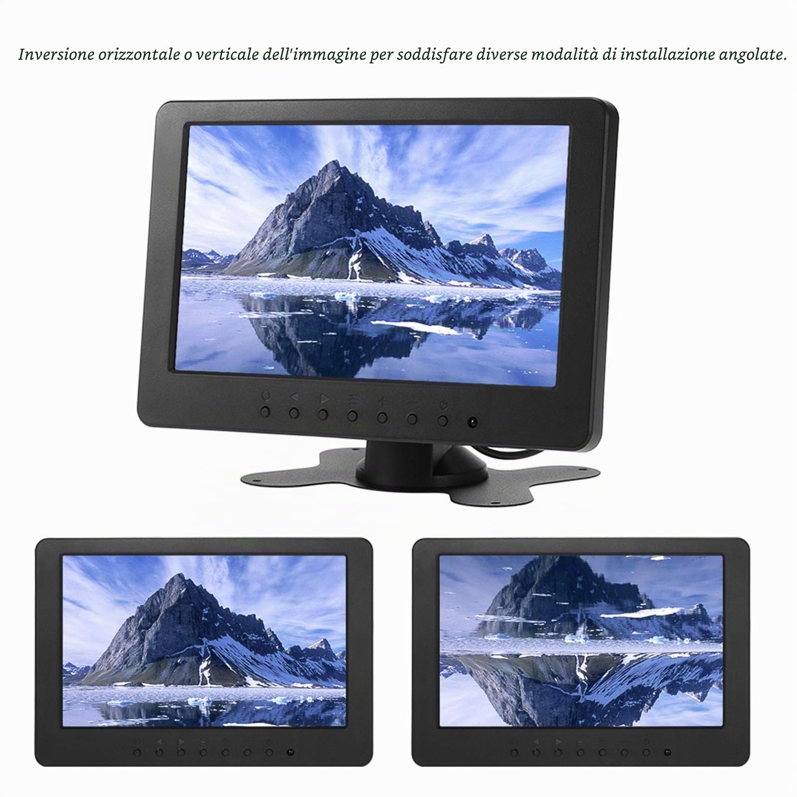 docooler Monitor 7 Pollici per Telecamera TFT LCD 16: 9 1024 x 600 BNC AV Video Audio per la Sicurezza PC VCD Dvd Spina EU