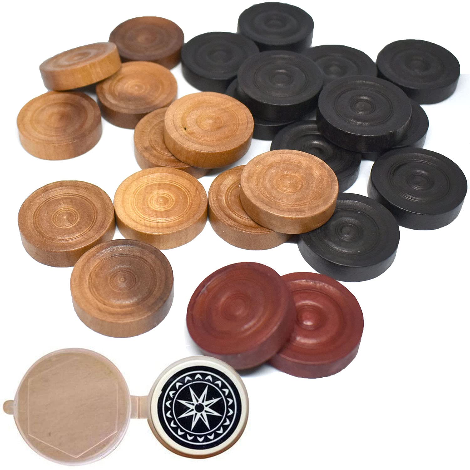 Replacement Champion Carrom Coins and Striker with Carrom Powder